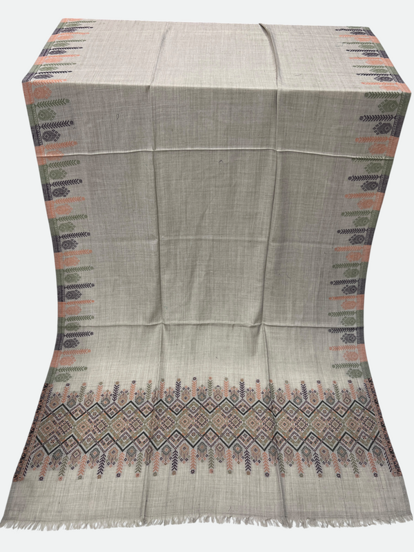 Woolen Swati Cross-Stitch Border Shawl - 02 - Tajmehalhandicrafts
