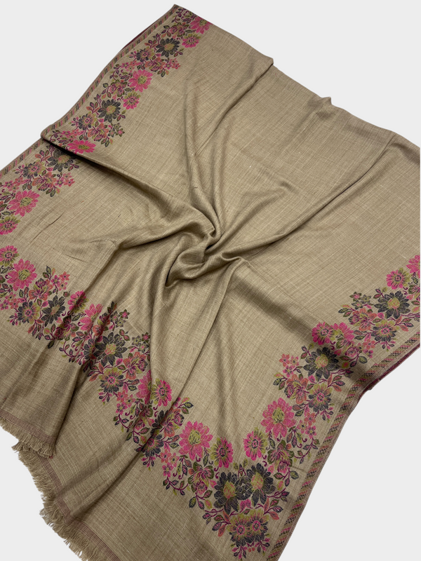 3d kani woolen Border shawl - 12 - Tajmehalhandicrafts