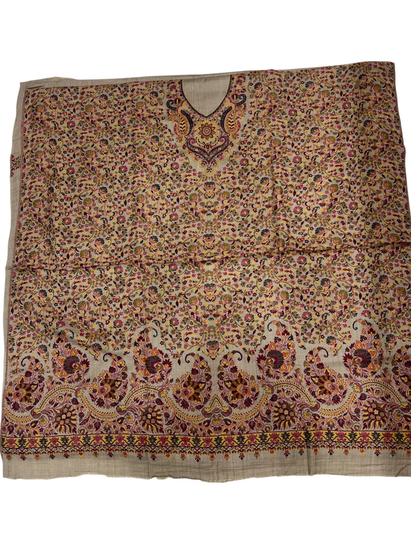 3-Piece Kani Woolen unstitched Suit - Camel - Tajmehalhandicrafts