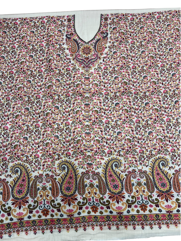 3-Piece Kani Woolen unstitched Suit - Skin - Tajmehalhandicrafts
