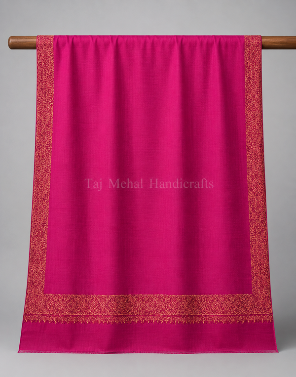 Elegant Handmade Woolen Shawls: Top Dor Sui Work with Pashmina Border
