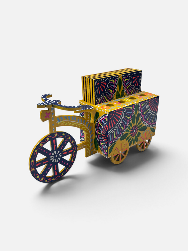 Hand Painted Cycle Coaster Set - Elevate Your Decor with Traditional Truck Art