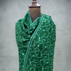 Green pure Pashmina Sozni Jaal shawl with white handmade embroidery for women