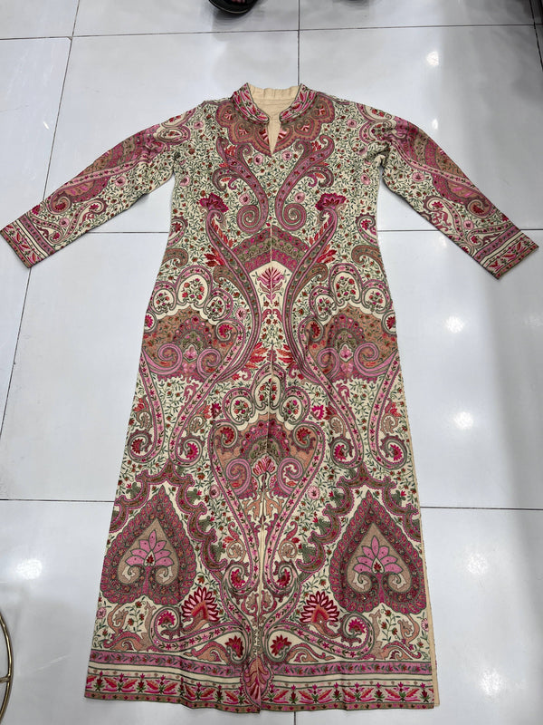 Women’s Handmade Kilimkari Long Coat – Traditional Kashmiri Artisan Design