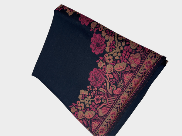 3d kani woolen Border shawl - 03 - Tajmehalhandicrafts