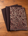 Deep Brown Unstitched Suit with Moonlight Shawl
