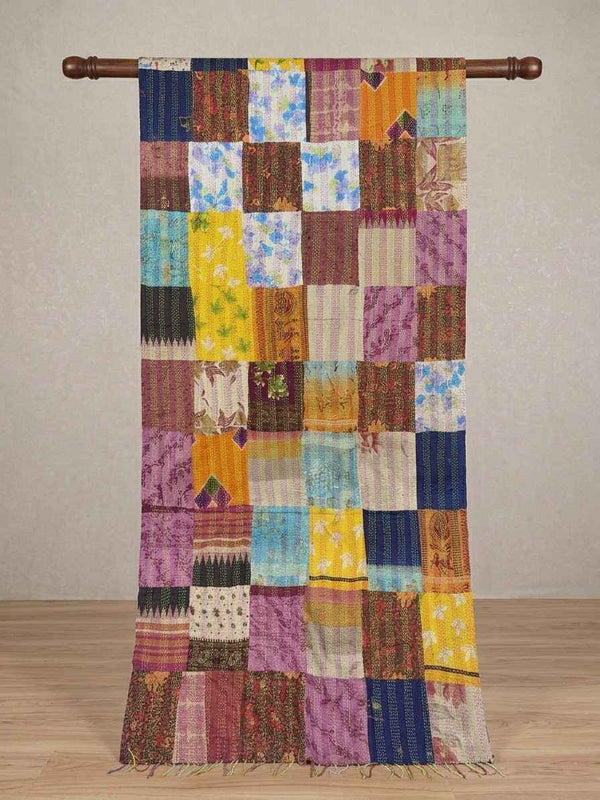 Hand Work Silk Kantha Stitch Stole - 06