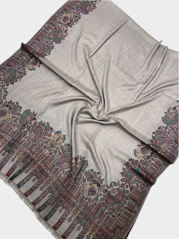 3d kani woolen Border shawl - 08 - Tajmehalhandicrafts