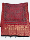 Heritage Ajrakh Dola Silk Dupatta – Hand Block Printed with Natural Dyes - Tajmehalhandicrafts
