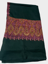 Women pure pashmina hand embroidered Green Sozni border with exquisite Pula wo