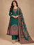 Emerald green Kani Moonlight pure silk three-piece unstitched suit from Kashmir - Taj Mehal Handicrafts