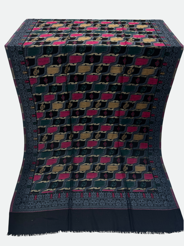 Leheriya Design Wool Kani with Moonlight Shawl - 02 - Tajmehalhandicrafts