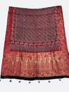Handcrafted Ajrakh Dola Silk Dupatta – Natural Dye & Zari Detail - Tajmehalhandicrafts
