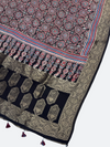 Modal Silk Ajrakh Dupatta with SILK ZARI Border - Tajmehalhandicrafts