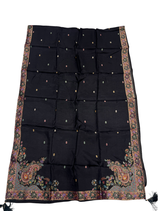 Black with Maroon Maharani Unstitched Suits