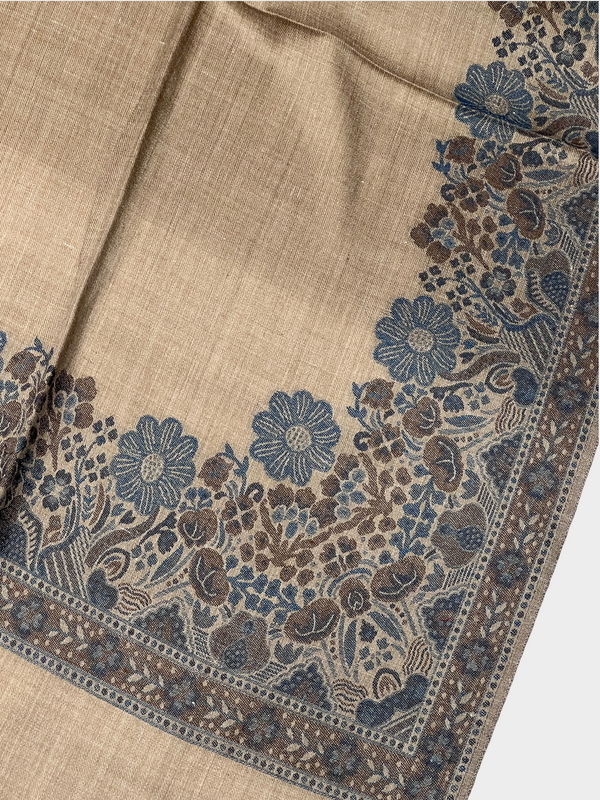3d kani woolen Border shawl - 02 - Tajmehalhandicrafts