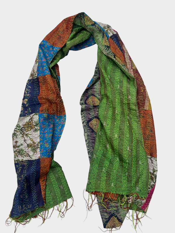Hand Work Silk Kantha Stitch Stole - 05