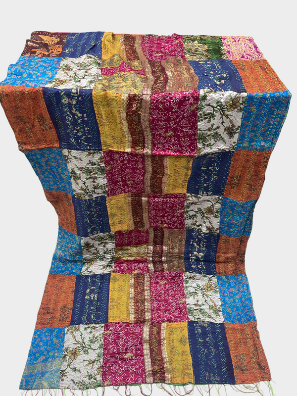 Hand Work Silk Kantha Stitch Stole - 05
