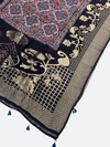 AJRAKH PRINT DOLA SILK ZARI WEAVING DUPATTA -Taj Mehal handicrafts (Copy 14) - Tajmehalhandicrafts