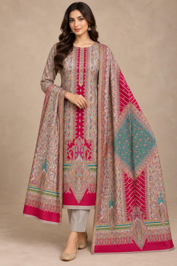 Skin tone Kani Moonlight suit by Taj Mehal Handicrafts