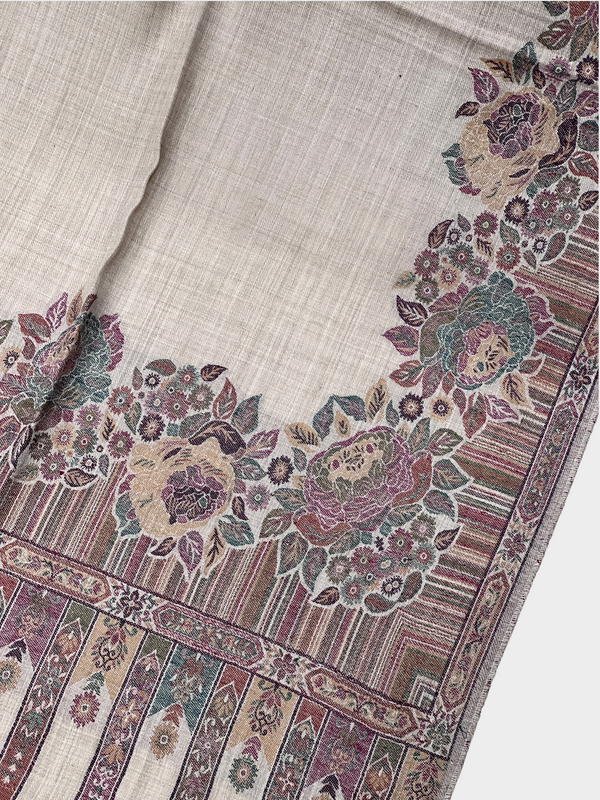 3d kani woolen Border shawl - 08 - Tajmehalhandicrafts