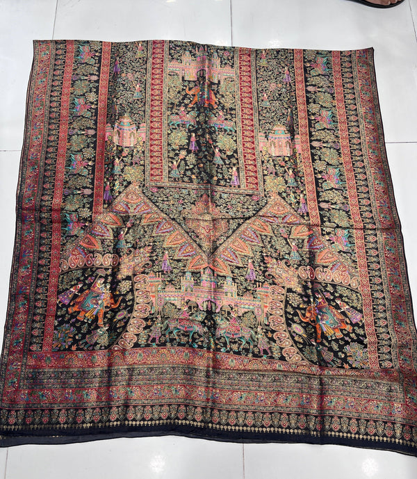 Luxury Artisanal Banjara Silk Dupatta with Sikhargah Design