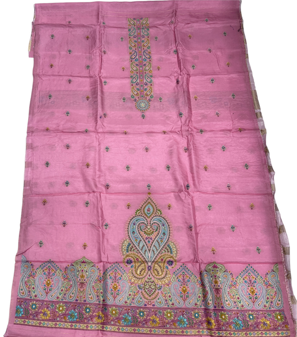 Pink with brown Maharani Unstitched Suits