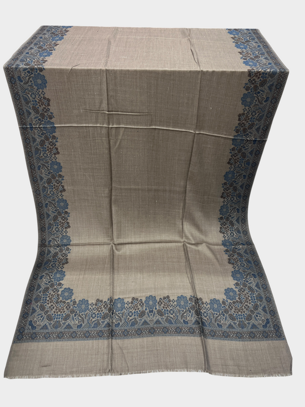 3d kani woolen Border shawl - 02 - Tajmehalhandicrafts