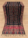 Black Moonlight Shikargah unstitched suit showing a floral centre and detailed patterned borders – Taj Mehal Handicrafts