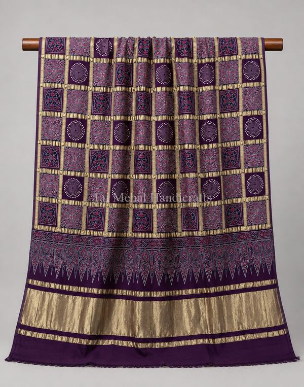 Royal Ajrakh Patalo Gajji Silk Dupatta – Heritage Textile - Tajmehalhandicrafts