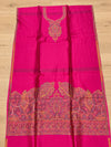 Pink unstitched suit shirt front with an ornamental neckline and detailed paisley hem border – Taj Mehal Handicrafts