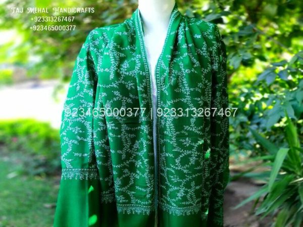 Green colour with Sozni Allover Designer Jaal