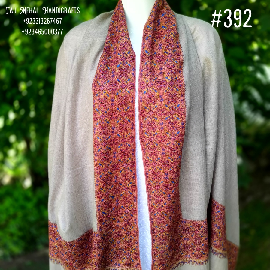 Kashmir Sozni Border Embroidery Shawl Kashmir Sozni Border Embroidery Shawl