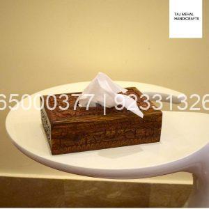 Wooden Hand Made Carving Tissue Box – Small