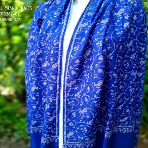 Royal Blue Sozni Jaal Embroidered Pashmina Shawl