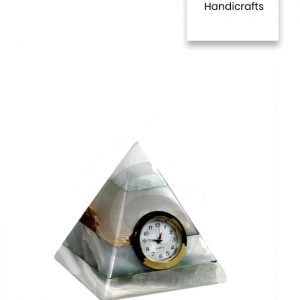 Onyx Stone Pyramid Shaped Table Clock 2″