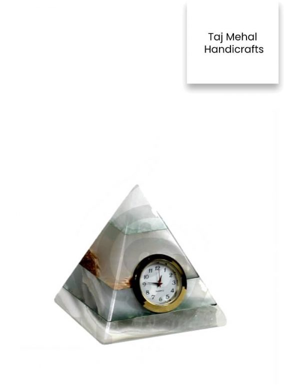 Onyx Stone Pyramid Shaped Table Clock