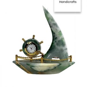 Beautiful Onyx Stone Ship Table Clock 9″