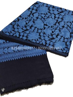 Black with Royal Blue Aari Work Jama with Embroidery