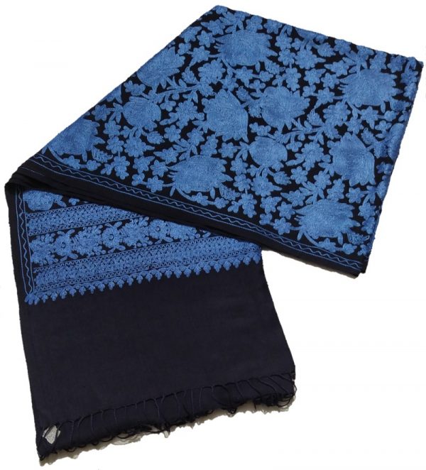 Black with Royal Blue Aari Work Jama with Embroidery