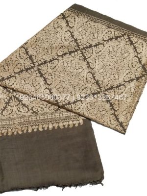 Grey with off white color Aari Work Jama Embroidered