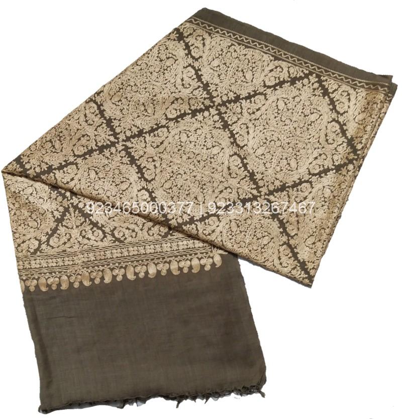 Grey with off white color Aari Work Jama Embroidered Grey with off white color Aari Work Jama Embroidered