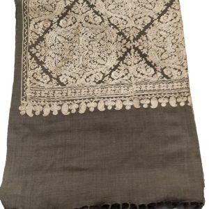 Grey with off white color Aari Work Jama Embroidered