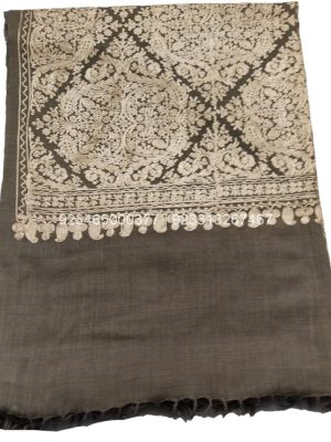Grey with off white color Aari Work Jama Embroidered