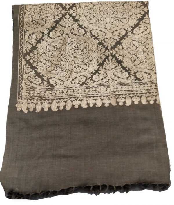 Grey with off white color Aari Work Jama with Embroidery