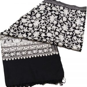 Black with white Aari Work Jama Embroidered