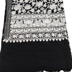 Black with white Aari Work Jama Embroidered