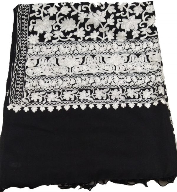 Black with white Aari Work Jama with Embroidery