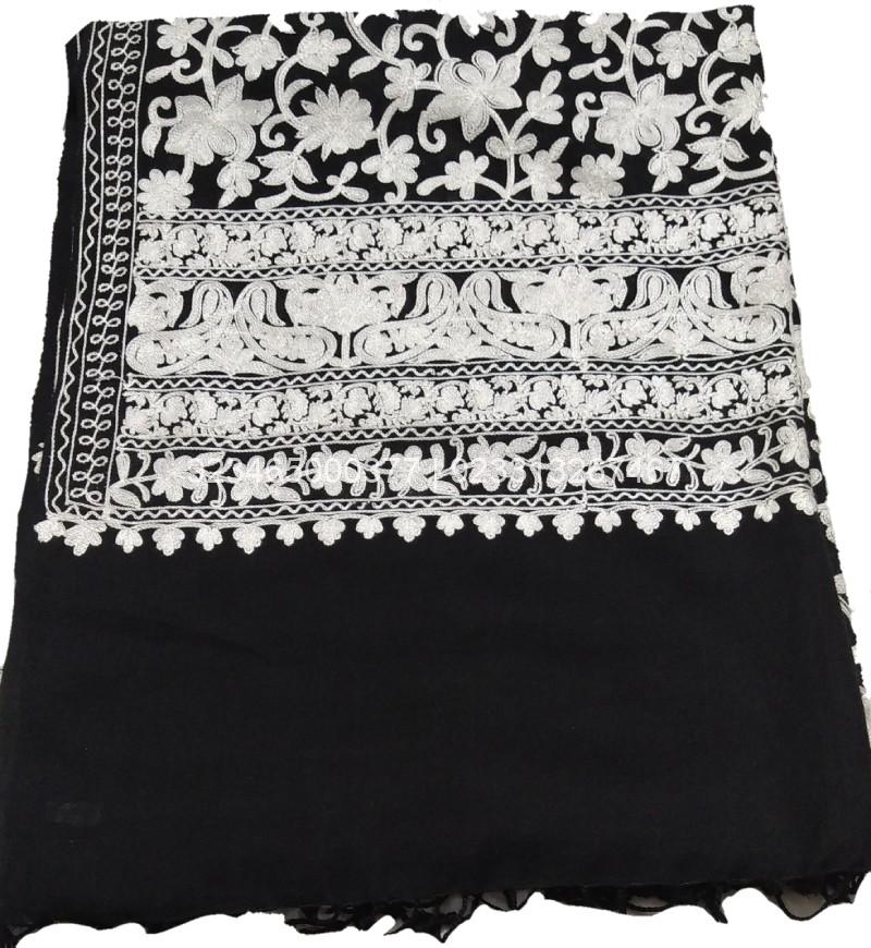 Black with white Aari Work Jama with Embroidery