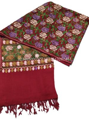 Maroon Aari work Jama with multicolor Embroidery